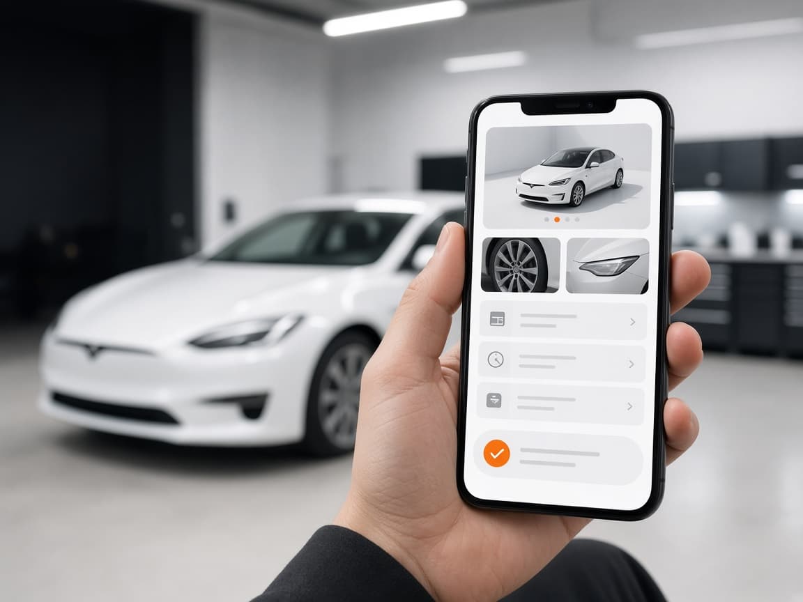 Offre automobile détaillée consultée sur un smartphone